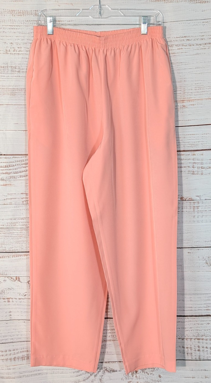Maggie Sweet Vintage Trousers Petite Large Peach Pink Elastic Waist Pants